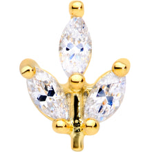 Load image into Gallery viewer, 16G 5/16 CZ Gem Gold PVD Leaf Threadless Push In Labret Tragus
