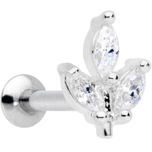 Load image into Gallery viewer, 16G 5/16 CZ Gem Leaf Threadless Push In Labret Tragus

