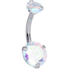 Load image into Gallery viewer, Aurora CZ Gem Duo Internally Threaded Belly Ring
