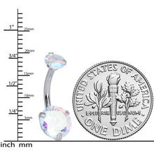 Load image into Gallery viewer, Aurora CZ Gem Duo Internally Threaded Belly Ring
