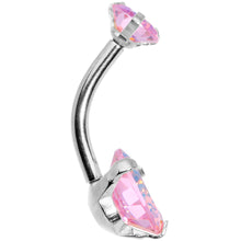 Load image into Gallery viewer, Pink CZ Gem Duo Internally Threaded Belly Ring
