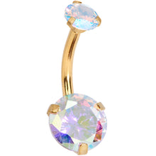 Load image into Gallery viewer, Aurora CZ Gem Gold Tone Duo Internally Threaded Belly Ring
