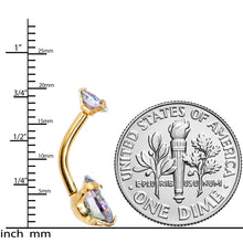 Load image into Gallery viewer, Vitrail CZ Gem Gold Tone Duo Internally Threaded Belly Ring
