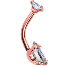 Load image into Gallery viewer, Vitrail CZ Gem Rose Gold Tone Duo Internally Threaded Belly Ring
