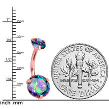Load image into Gallery viewer, Vitrail CZ Gem Rose Gold Tone Duo Internally Threaded Belly Ring
