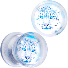 Load image into Gallery viewer, Clear Blue Acrylic Animal Cheetah Saddle Plug Set 2G to 1 Inch
