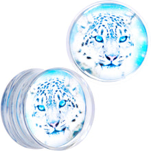 Load image into Gallery viewer, Clear Blue Acrylic Animal Cheetah Saddle Plug Set 2G to 1 Inch
