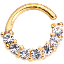 Load image into Gallery viewer, Clear CZ Gem Gold Tone Segment Ring Cartilage Industrial Set of 3

