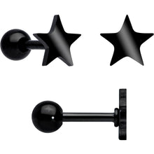Load image into Gallery viewer, 18G Clear CZ Gem Black Heart Cartilage Tragus Set of 8
