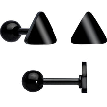 Load image into Gallery viewer, 18G Clear CZ Gem Black Heart Cartilage Tragus Set of 8
