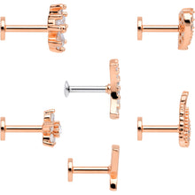 Load image into Gallery viewer, 16G 1/4 CZ Rose Gold Tone Internal Thread Labret Tragus Set of 6
