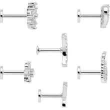 Load image into Gallery viewer, 16G 1/4 CZ Gem Internal Thread Labret Tragus Set of 6

