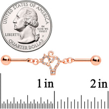 Load image into Gallery viewer, 14G Clear Gem Rose Gold Tone Cat Double Industrial Barbell 40mm
