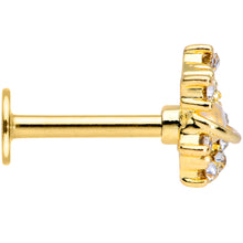 Load image into Gallery viewer, 16G 5/16 Clear Gem Gold Tone White Faux Opal Moon Labret Tragus
