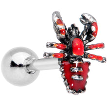 Load image into Gallery viewer, 16G 1/4 Red Atlantic Lobster Cartilage Tragus Earring
