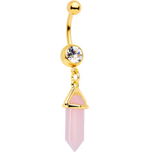 Load image into Gallery viewer, Clear Gem Gold Tone Pink Gem Dangle Belly Ring
