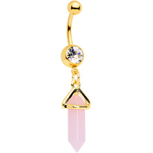 Load image into Gallery viewer, Clear Gem Gold Tone Pink Gem Dangle Belly Ring
