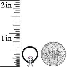 Load image into Gallery viewer, 16G 3/8 Black Skeleton Girl Halloween Hinged Segment Ring
