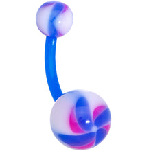 Load image into Gallery viewer, Blue White Purple Swirl Bioplast Belly Ring
