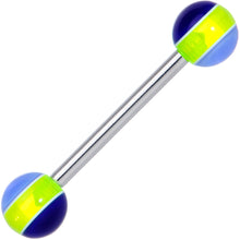 Load image into Gallery viewer, Blue Yellow Beautiful Blues Barbell Tongue Ring
