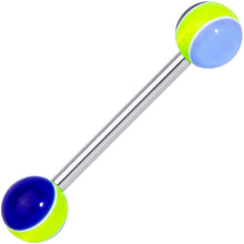 Load image into Gallery viewer, Blue Yellow Beautiful Blues Barbell Tongue Ring
