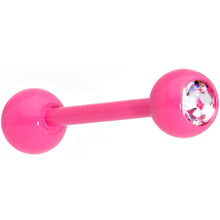 Load image into Gallery viewer, Clear Gem Pink Barbell Tongue Ring
