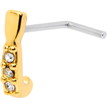Load image into Gallery viewer, 20G Clear CZ Gem Gold Tone Trio Faux Hoop L Shaped Nose Ring
