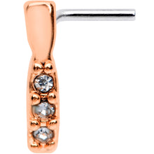 Load image into Gallery viewer, 20G Clear CZ Gem Rose Gold Tone Trio Faux Hoop L Shaped Nose Ring
