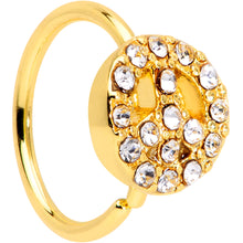 Load image into Gallery viewer, 20G 5/16 Clear Gem Gold Tone Peace Sign Nose Hoop
