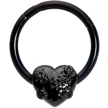 Load image into Gallery viewer, 16G 3/8 Black Heart Valentines Day Hinged Segment Ring

