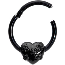 Load image into Gallery viewer, 16G 3/8 Black Heart Valentines Day Hinged Segment Ring
