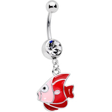 Load image into Gallery viewer, Clear Gem Nautical Angelfish Dangle Belly Ring
