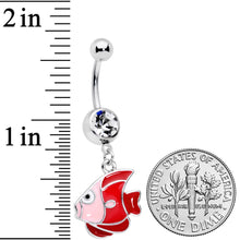 Load image into Gallery viewer, Clear Gem Nautical Angelfish Dangle Belly Ring

