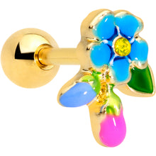 Load image into Gallery viewer, 16G 1/4 Yellow Gem Gold Tone Neon Flower Cartilage Tragus
