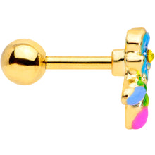 Load image into Gallery viewer, 16G 1/4 Yellow Gem Gold Tone Neon Flower Cartilage Tragus
