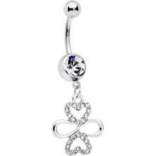Load image into Gallery viewer, Clear Gem Heart Shamrock St Patricks Day Dangle Belly Ring
