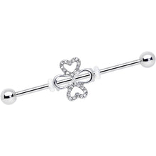 Load image into Gallery viewer, 14G Clear Gem Heart Shamrock St Patricks Industrial Barbell 38mm
