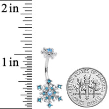 Load image into Gallery viewer, Aqua Gem Snowflake Christmas Double Mount Belly Ring
