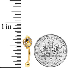 Load image into Gallery viewer, 16G 5/16 Clear Gem Gold Tone Spring Chick Curved Eyebrow Ring
