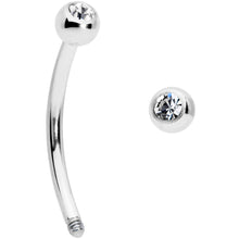 Load image into Gallery viewer, 16G 1/2 Clear Gem Ball End Curved Barbell
