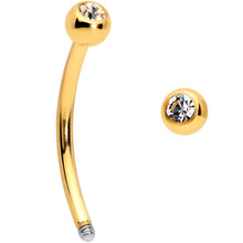 Load image into Gallery viewer, 16G 1/2 Clear Gem Ball End Gold Tone Curved Barbell
