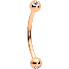 Load image into Gallery viewer, 16G 1/2 Clear Gem Ball End Rose Gold Tone Curved Barbell
