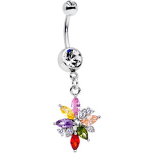 Load image into Gallery viewer, Clear Red Pink Gem Cluster Dangle Belly Ring
