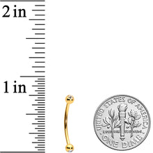 Load image into Gallery viewer, 16G 9/16 Color Gem Ball End Gold Tone Curved Barbell

