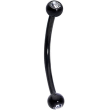 Load image into Gallery viewer, 16G 9/16 Clear Gem Ball End Black Curved Barbell
