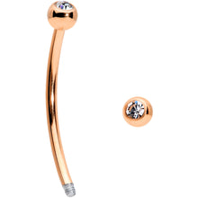 Load image into Gallery viewer, 16G 5/8 Clear Gem Ball End Rose Gold Tone Curved Barbell
