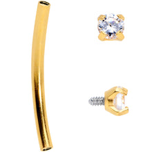 Load image into Gallery viewer, 16G 9/16 Clear CZ Gem End Gold Tone Curved Barbell
