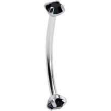 Load image into Gallery viewer, 16G 9/16 Black CZ Gem End Curved Barbell
