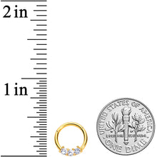 Load image into Gallery viewer, 16G 5/16 Clear CZ Gem Gold Tone Trio Hinged Segment Ring

