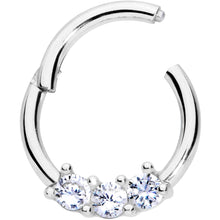 Load image into Gallery viewer, 16G 5/16 Clear CZ Gem Trio Hinged Segment Ring
